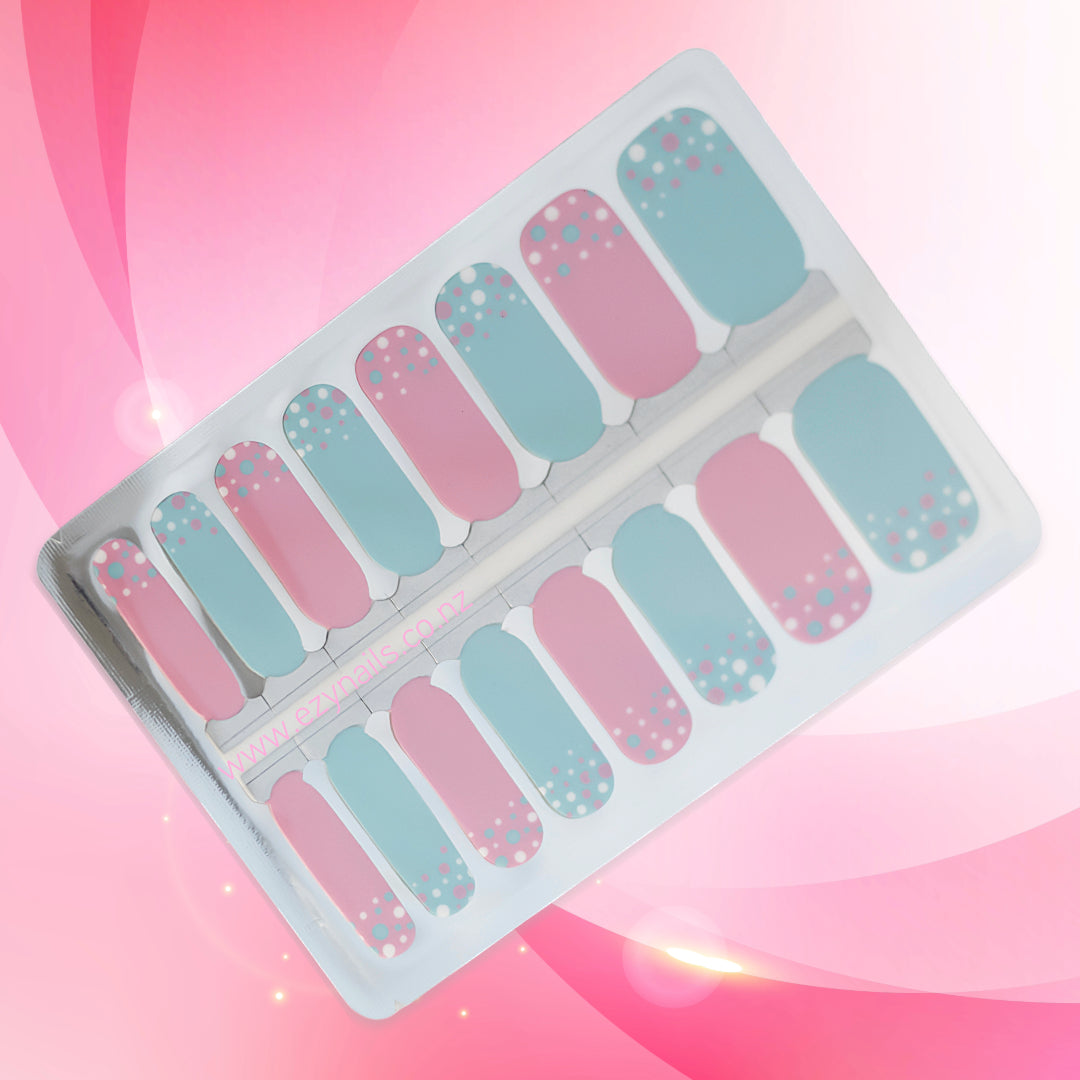 Confetti Bliss Nailwraps Pastel Pink and Blue Party Dots