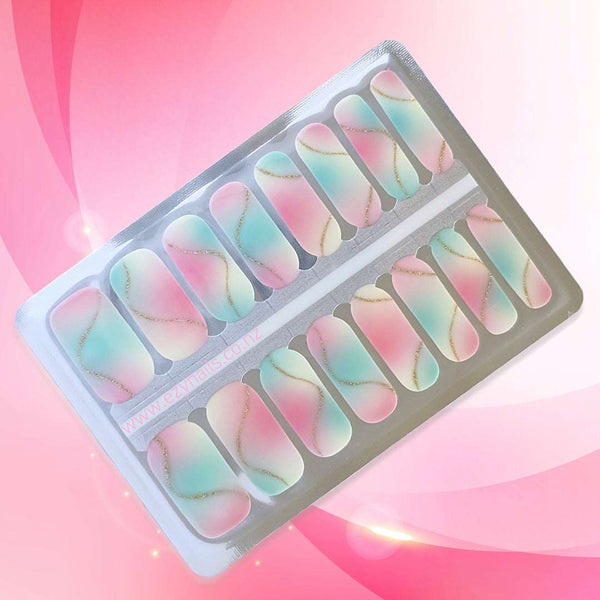 EzyNails Nail Polish Nail Wraps Sugar Skies Nailwraps – Pastel Swirls & Golden Sparkle All New Nailwrap Arrivals NZ | Fresh Designs Weekly – EZY Nails