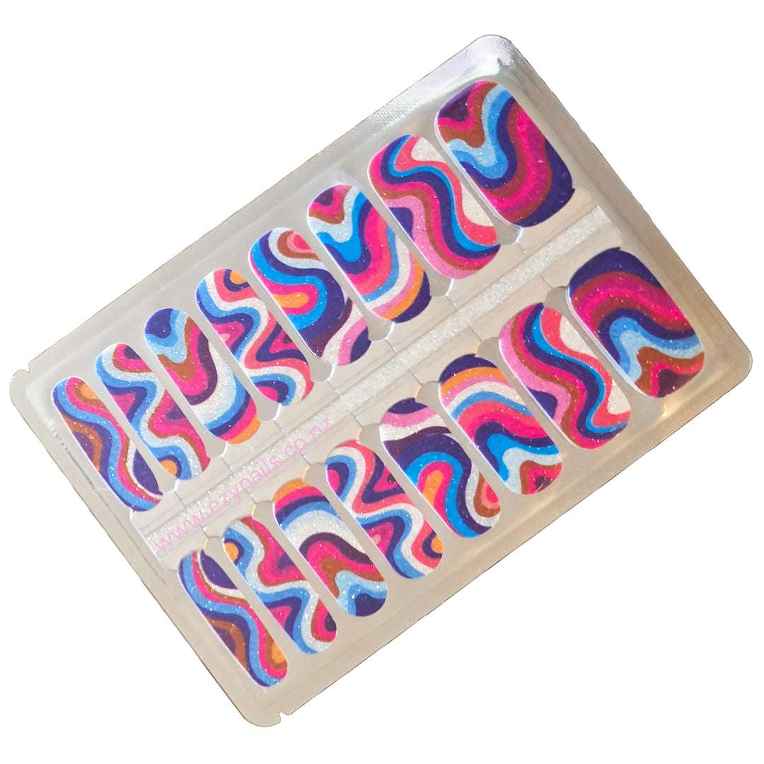 EzyNails Nail Polish NailWraps Groovy Disco Swirl Nailwraps | Rainbow Glitter Nail Stickers All New Nailwrap Arrivals NZ | Fresh Designs Weekly – EZY Nails