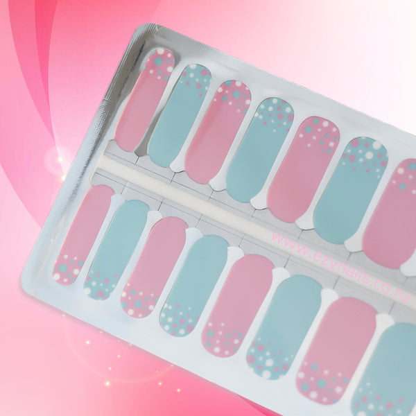 Confetti Bliss Nailwraps Pastel Pink and Blue Party Dots