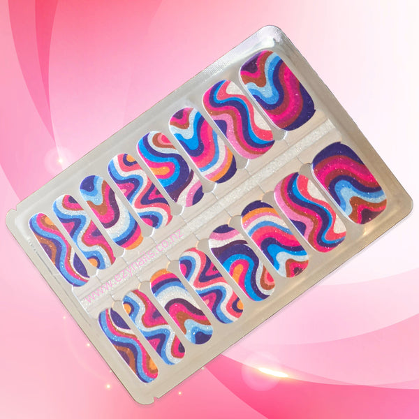 Groovy Disco Swirl Nailwraps | Rainbow Glitter Nail Stickers