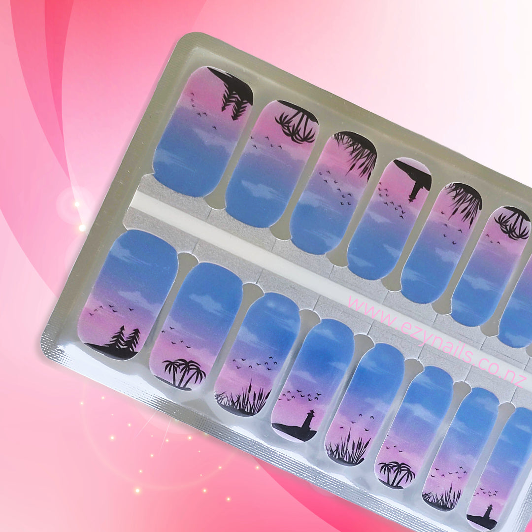 Twilight Island Vibes Nailwraps – Sunset Coastal Bliss