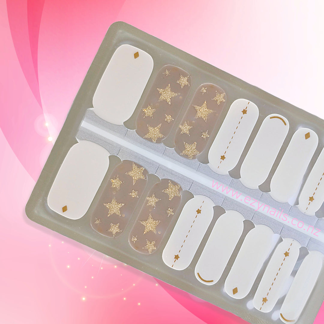 Celestial Muse Nailwraps – Gold Stars & Cosmic Whites