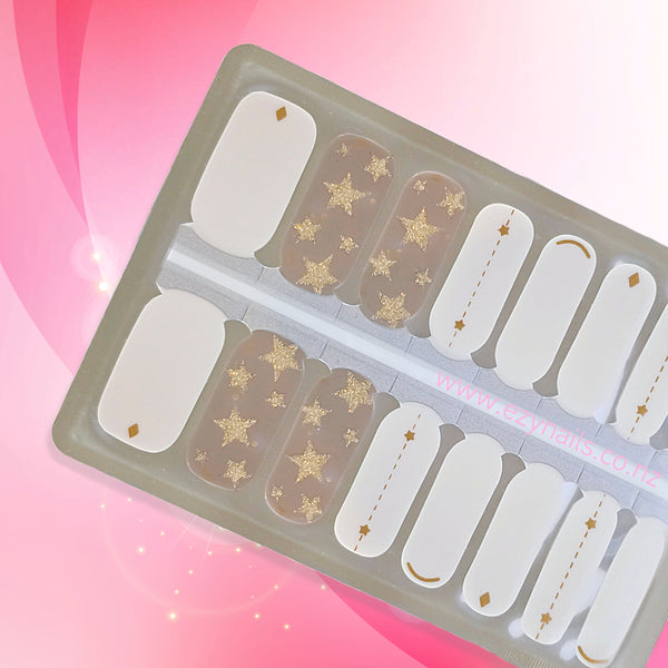 Celestial Muse Nailwraps – Gold Stars & Cosmic Whites