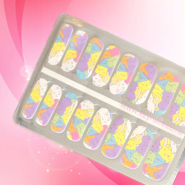 Pastel Cat Nap Nailwraps - Purrrrrfection