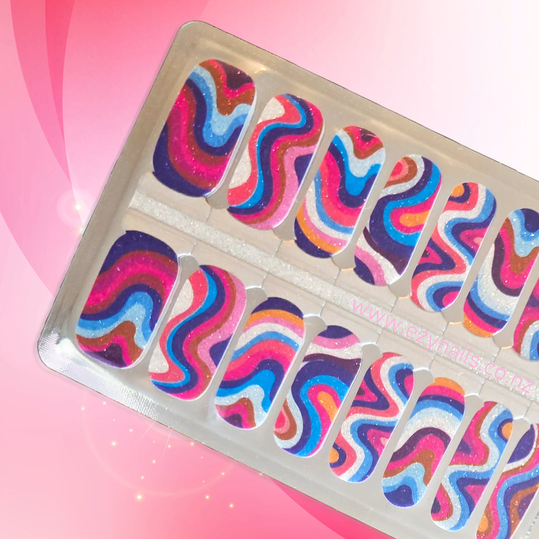 Groovy Disco Swirl Nailwraps | Rainbow Glitter Nail Stickers
