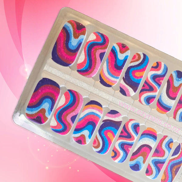 Groovy Disco Swirl Nailwraps | Rainbow Glitter Nail Stickers