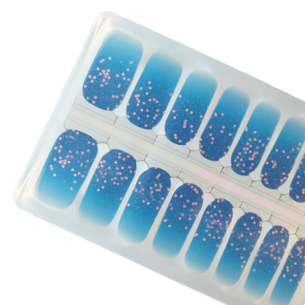 Ocean Sparkle Nailwraps, Deep Blue with a Pop of Glitter