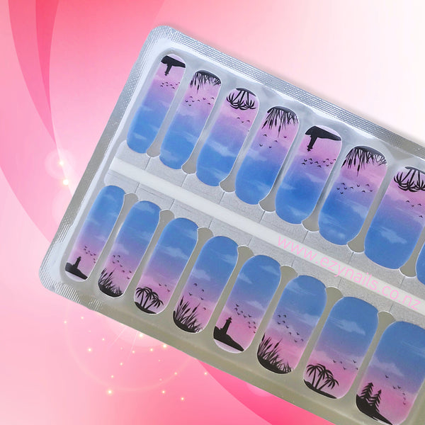 Twilight Island Vibes Nailwraps – Sunset Coastal Bliss
