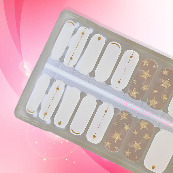 Celestial Muse Nailwraps – Gold Stars & Cosmic Whites