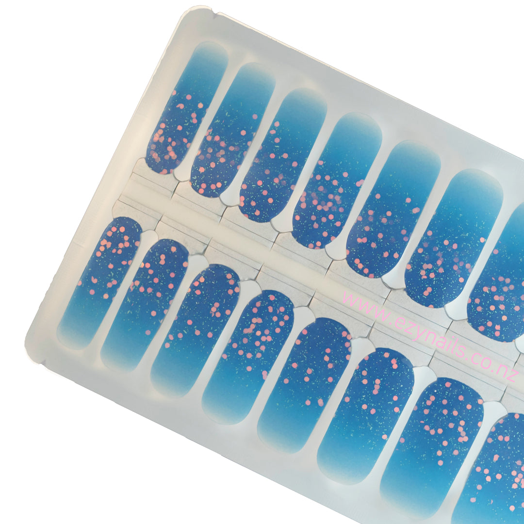 Ocean Sparkle Nailwraps, Deep Blue with a Pop of Glitter