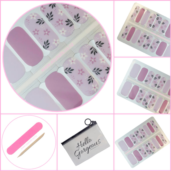 Lilac Bloom Nailwraps, Soft Florals & Elegant Pinks