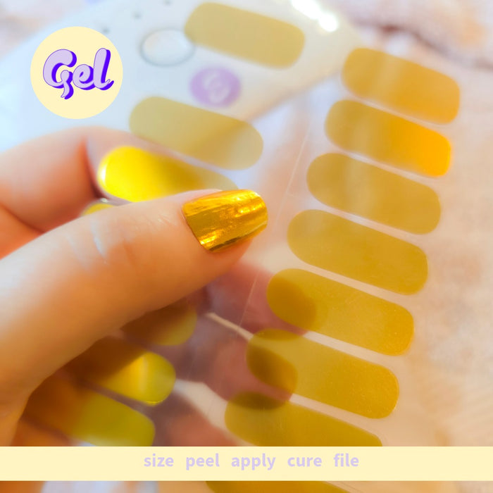 Solid Gold Mirror Semi Cured Gel Nail Wraps