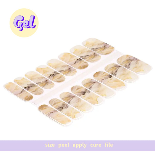 Golden Marble Gel Nailwraps – Ivory & Gold Mountain Design