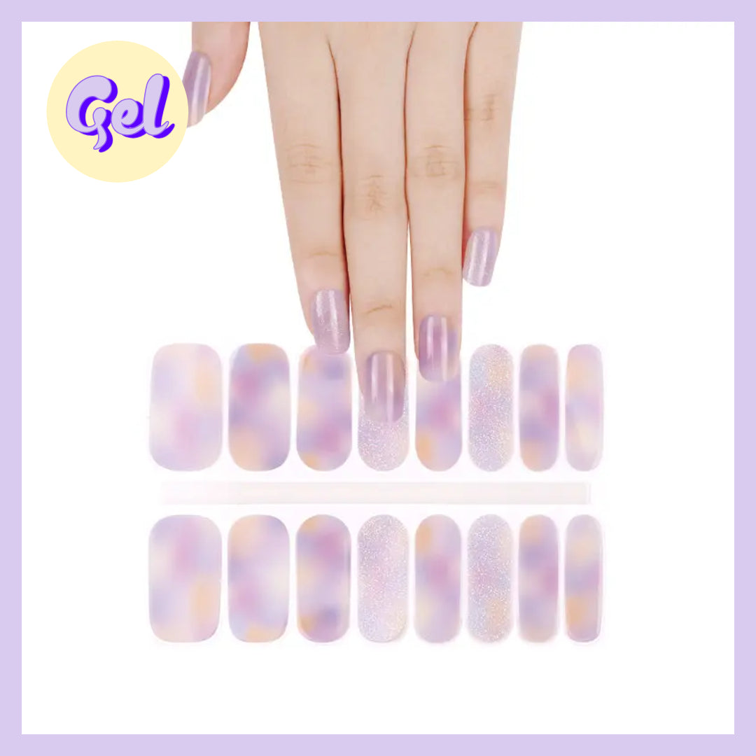 Lavender Swirl Gel Nailwraps – Pastel Marble Glitter Nail Stickers