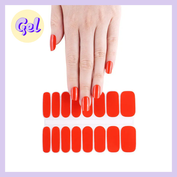Hot Scarlet Gel Nailwraps – Bold Red Glossy Nail Stickers for LED Curing