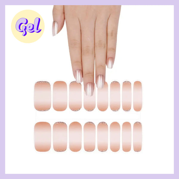 Champagne Glow Blush Glitter Ombré Gel Nailwraps
