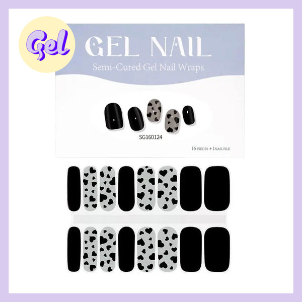 Heartbreaker Dot Com – Clear & Black Heart Gel Nailwraps