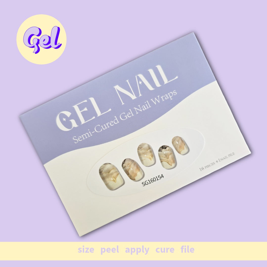 Golden Marble Gel Nailwraps – Ivory & Gold Mountain Design