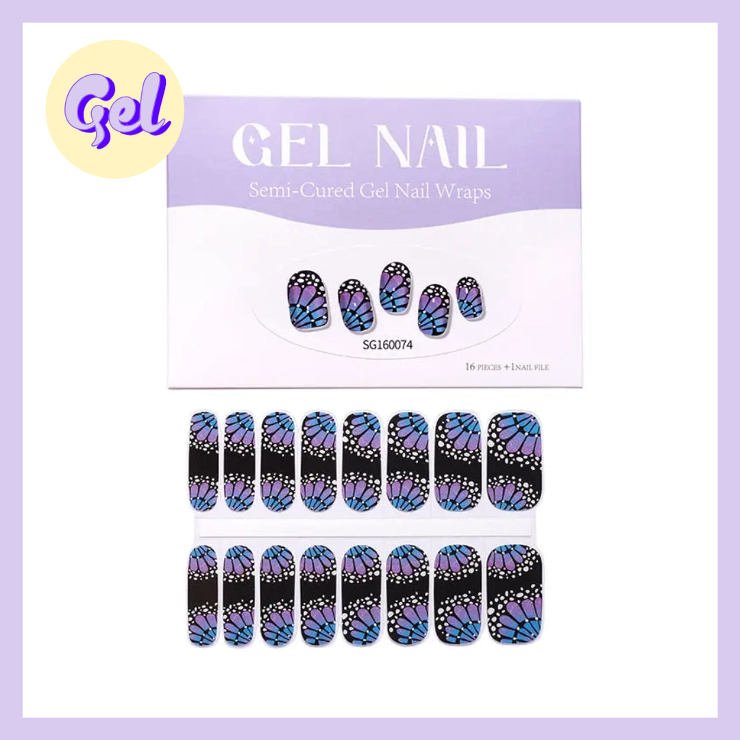 Midnight Butterfly Wings - Gel Nailwraps – Purple & Black Design