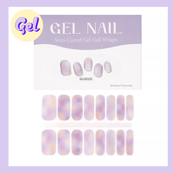 Lavender Swirl Gel Nailwraps – Pastel Marble Glitter Nail Stickers