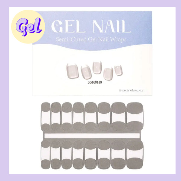 French Gel Nailwraps – Classic White Tip Nail Stickers for LED Curing