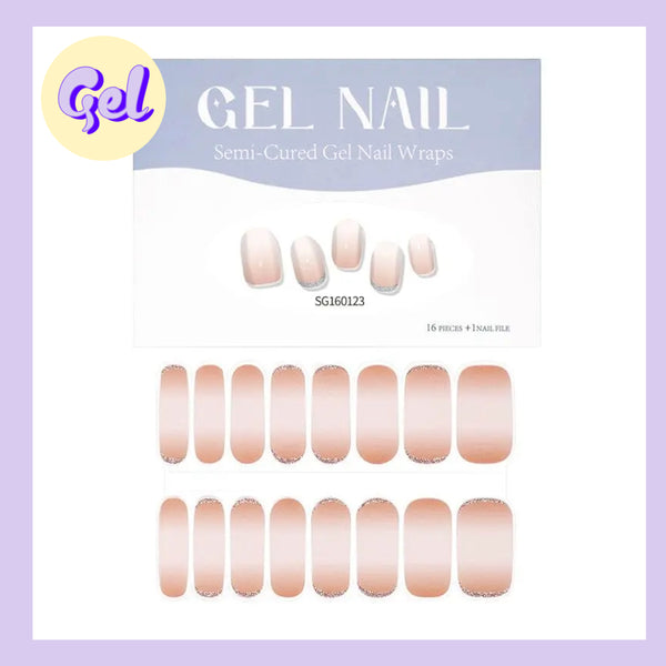 Champagne Glow Blush Glitter Ombré Gel Nailwraps