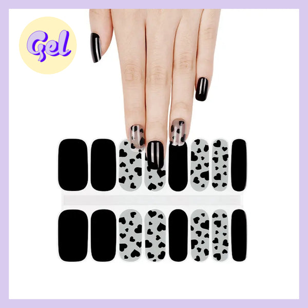 Heartbreaker Dot Com – Clear & Black Heart Gel Nailwraps