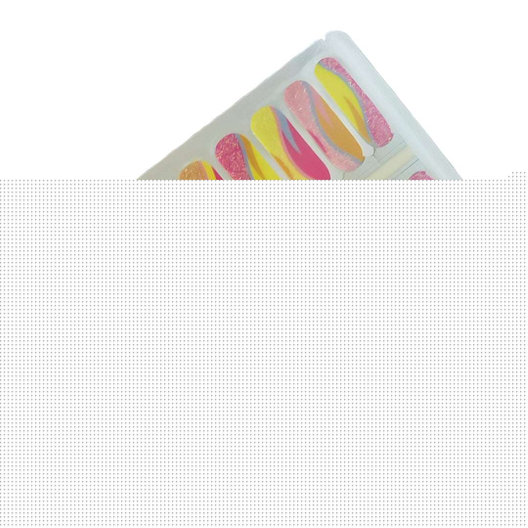 EzyNails Nail Wraps Fruit Fizz Nailwraps – Samba-Inspired Swirl Nail Stickers in Pink & Yellow All Nailwraps