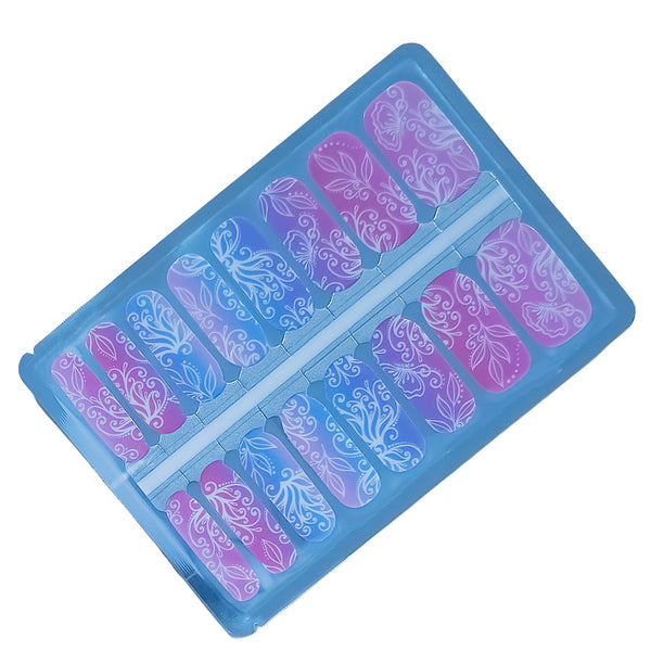 Matariki Bloom Nailwraps – Celestial Florals in Pink & Blue Ombré