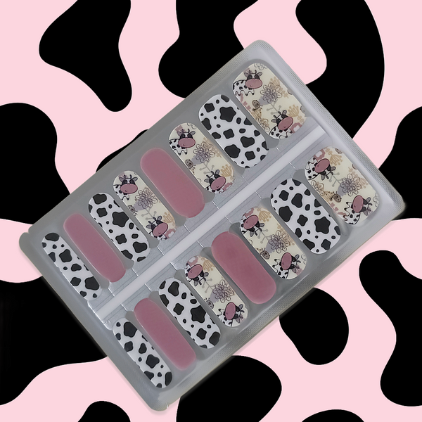 Moo moo glam - Cow Print & Floral Fun Nailwraps