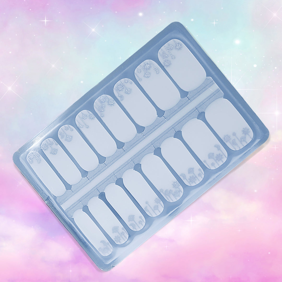 Matariki Celestial Veil Nailwraps – Clear with Silver Moon & Stars