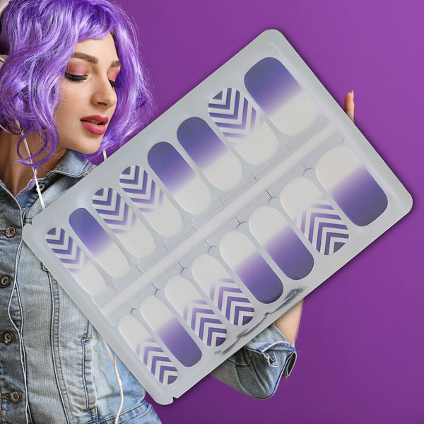Violet Vibes Zig Zag – Ombre Glitter Nailwraps