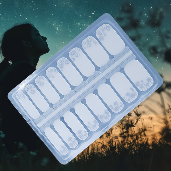 Matariki Celestial Veil Nailwraps – Clear with Silver Moon & Stars