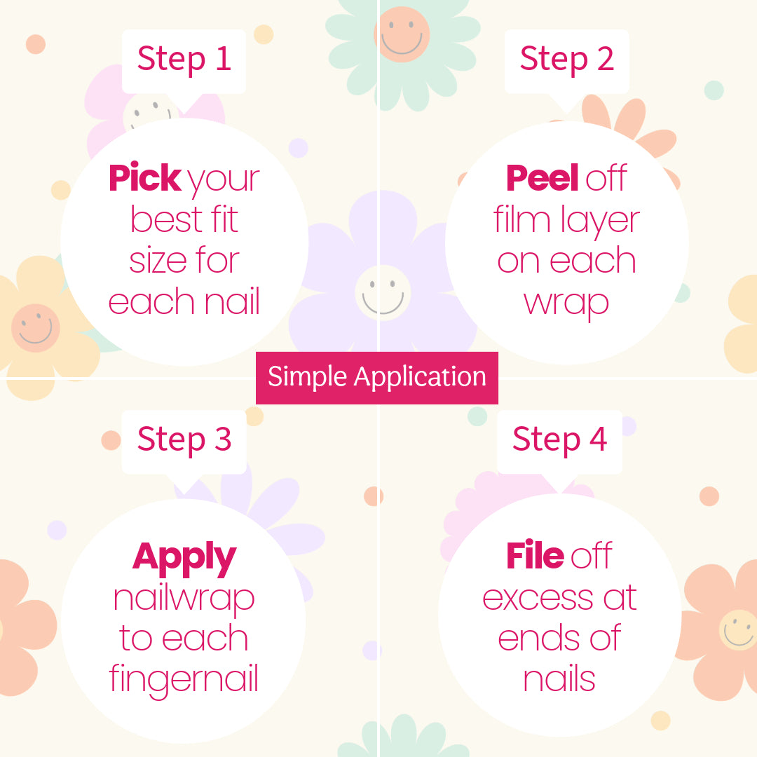 Retro Pop Vibes Nailwraps – Neon Smiley Faces & Swirls