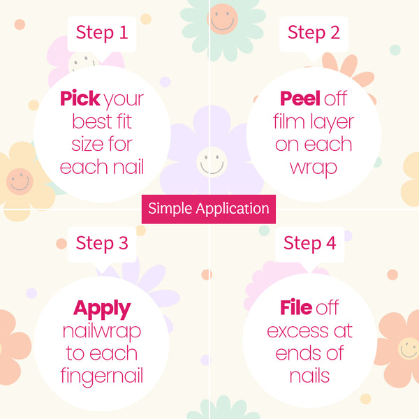 Retro Pop Vibes Nailwraps – Neon Smiley Faces & Swirls