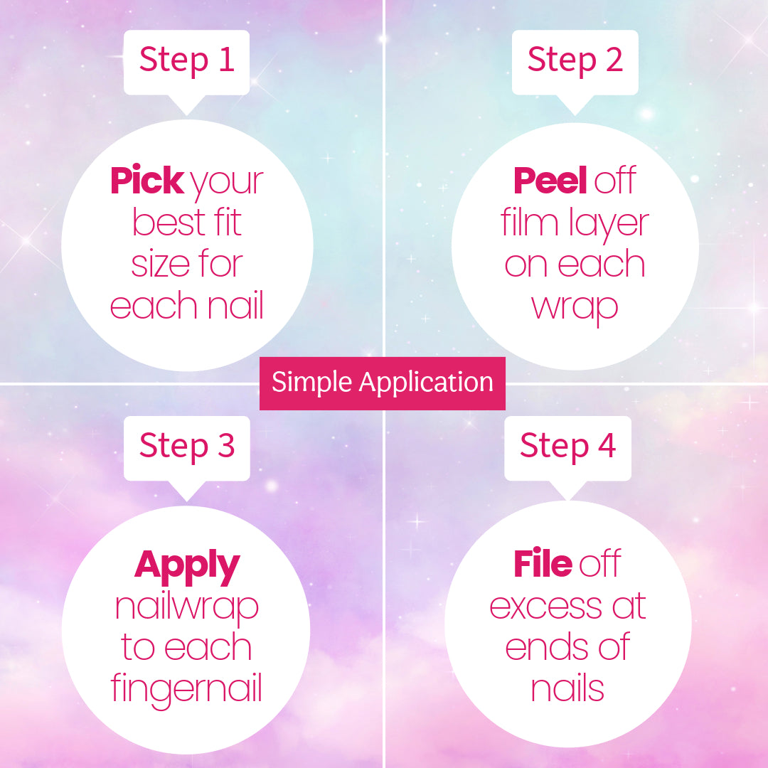 Matariki Celestial Veil Nailwraps – Clear with Silver Moon & Stars