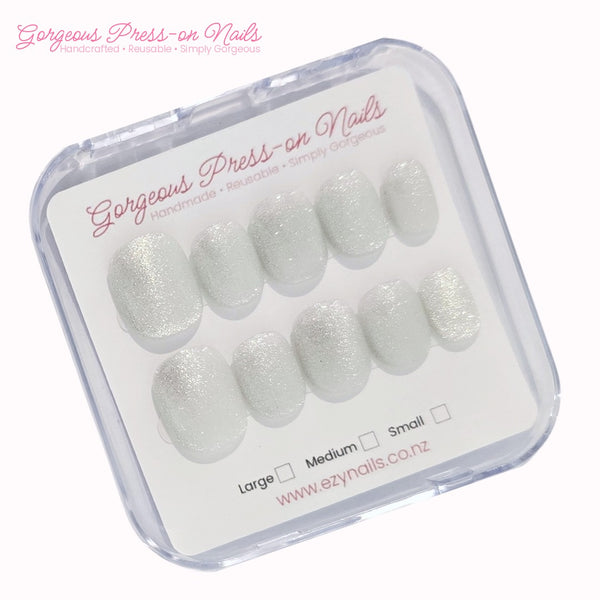 Frosted Glow Cat-Eye Reusable Press-On Nails - Chic Short Square