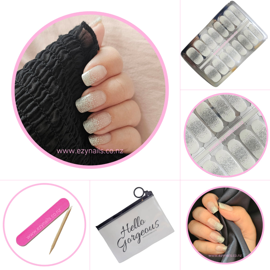 Glitter French Tips Transparent Overlay Nailwrap Set
