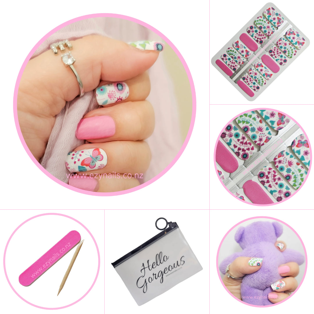 Butterfly Kisses & Heart Wishes Pastel Accent Nailwraps