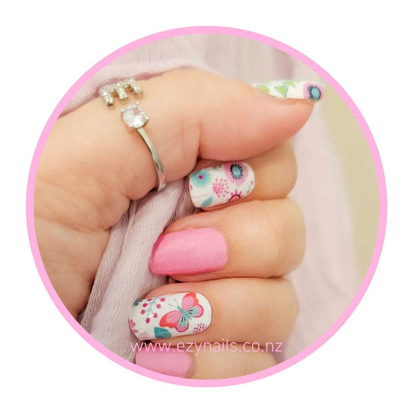 EzyNails Nail Polish Nail Wraps Butterfly Kisses & Heart Wishes Pastel Accent Nailwraps All Nailwraps
