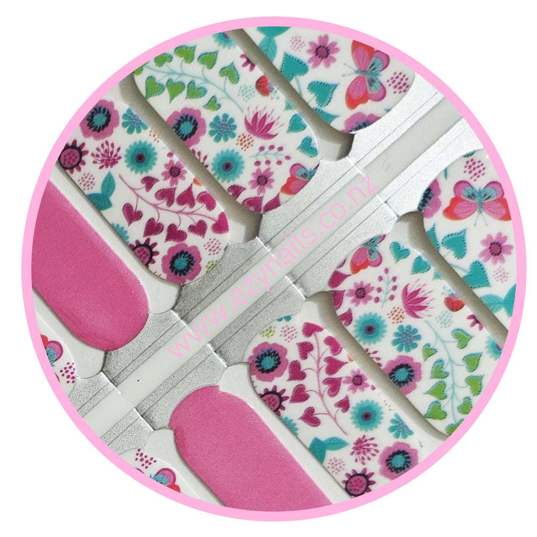 EzyNails Nail Polish Nail Wraps Butterfly Kisses & Heart Wishes Pastel Accent Nailwraps All Nailwraps