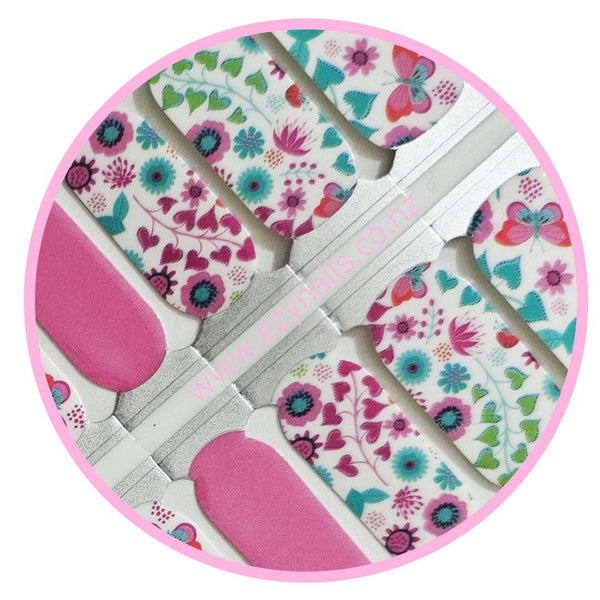 EzyNails Nail Polish Nail Wraps Butterfly Kisses & Heart Wishes Pastel Accent Nailwraps All Nailwraps