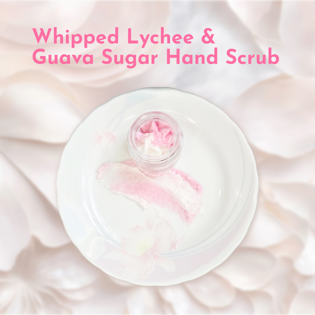Whipped Lychee & Guava Sugar Hand Scrub 60gram Glass Pot