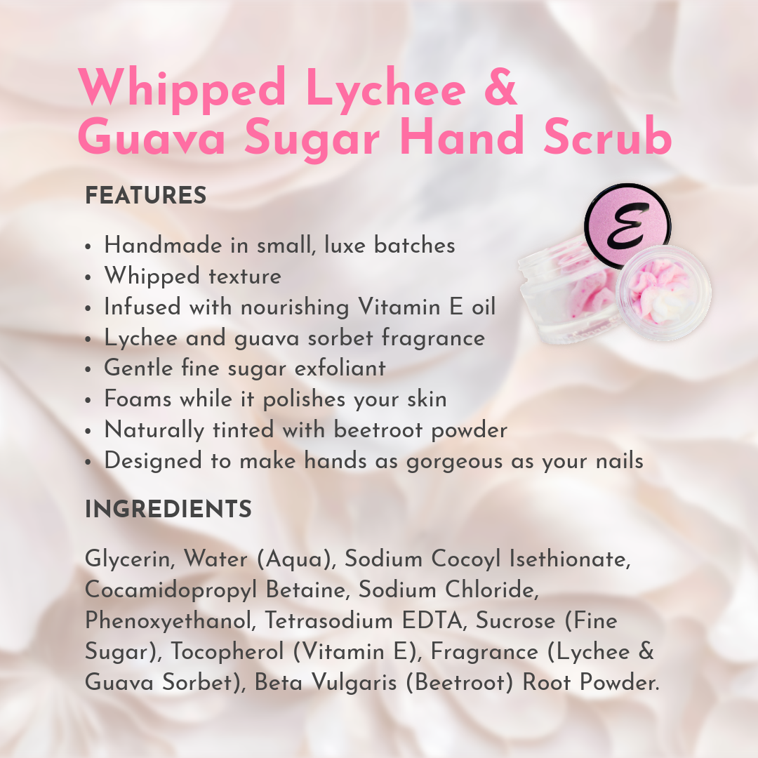 Whipped Lychee & Guava Sugar Hand Scrub 60gram Glass Pot