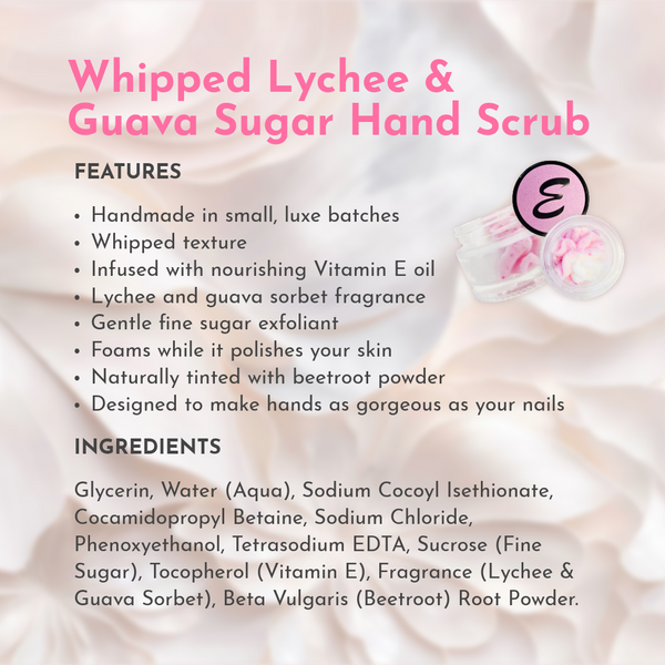 Whipped Lychee & Guava Sugar Hand Scrub 60gram Glass Pot