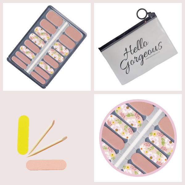 Floral beige pink everyday gorgeous nailwraps