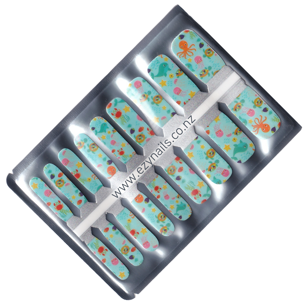 EzyNails Nail Polish NailWraps Child Size Ocean Creatures Nailwraps All Nailwraps