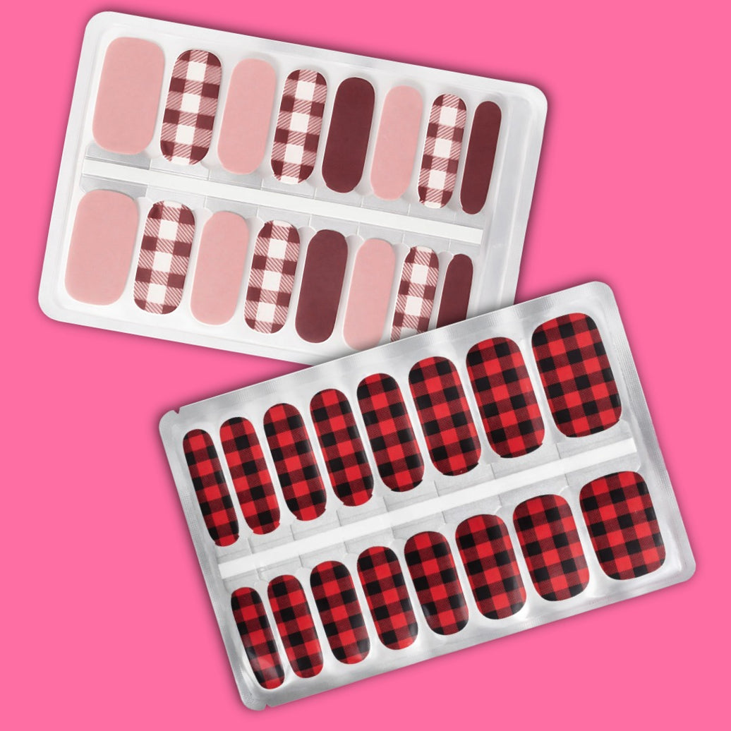 Pink & Red Gingham Duo Nail Wrap Bundle