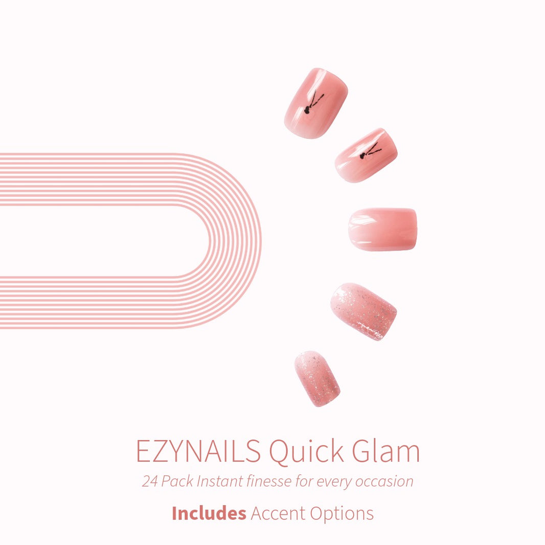 Quick Glam Blush Blossom Sparkle Press-On Nails